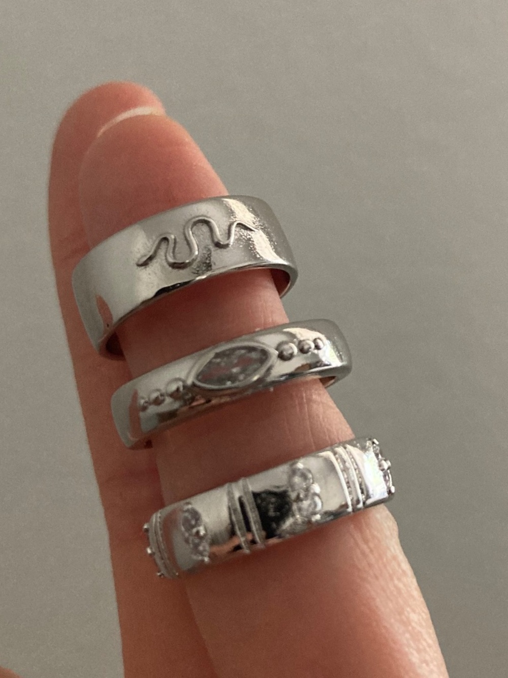 Vanessa Mooney SZ6 Ring SET Silver Stackable layering cocktail Rings Silver